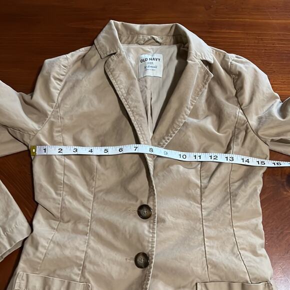 Old Navy Tan Lined Fitted Blazer Jacket Woman Size XS Preppy - Picture 10 of 12